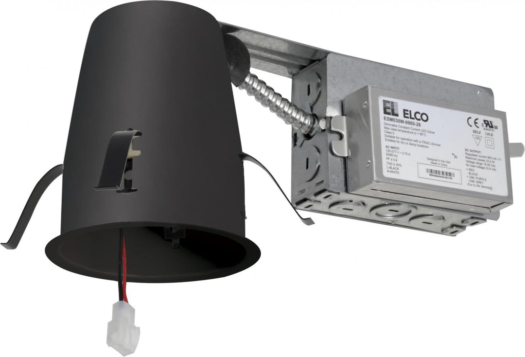 Elco Lighting E4LRC08ICASD  Remodel Ic Airtight Housing W/Driver Recessed Light Black