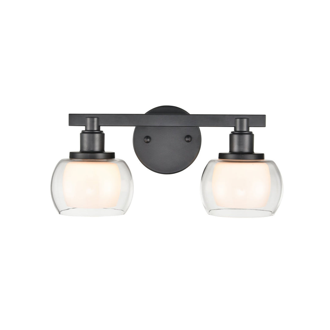Innovations Cairo 330-2W-BK-CLW-LED Bath Vanity Light 15 in. wide - Black