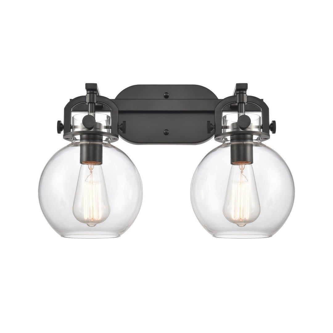 Innovations Newton 410-2W-BK-7CL Bath Vanity Light 17 in. wide - Matte Black