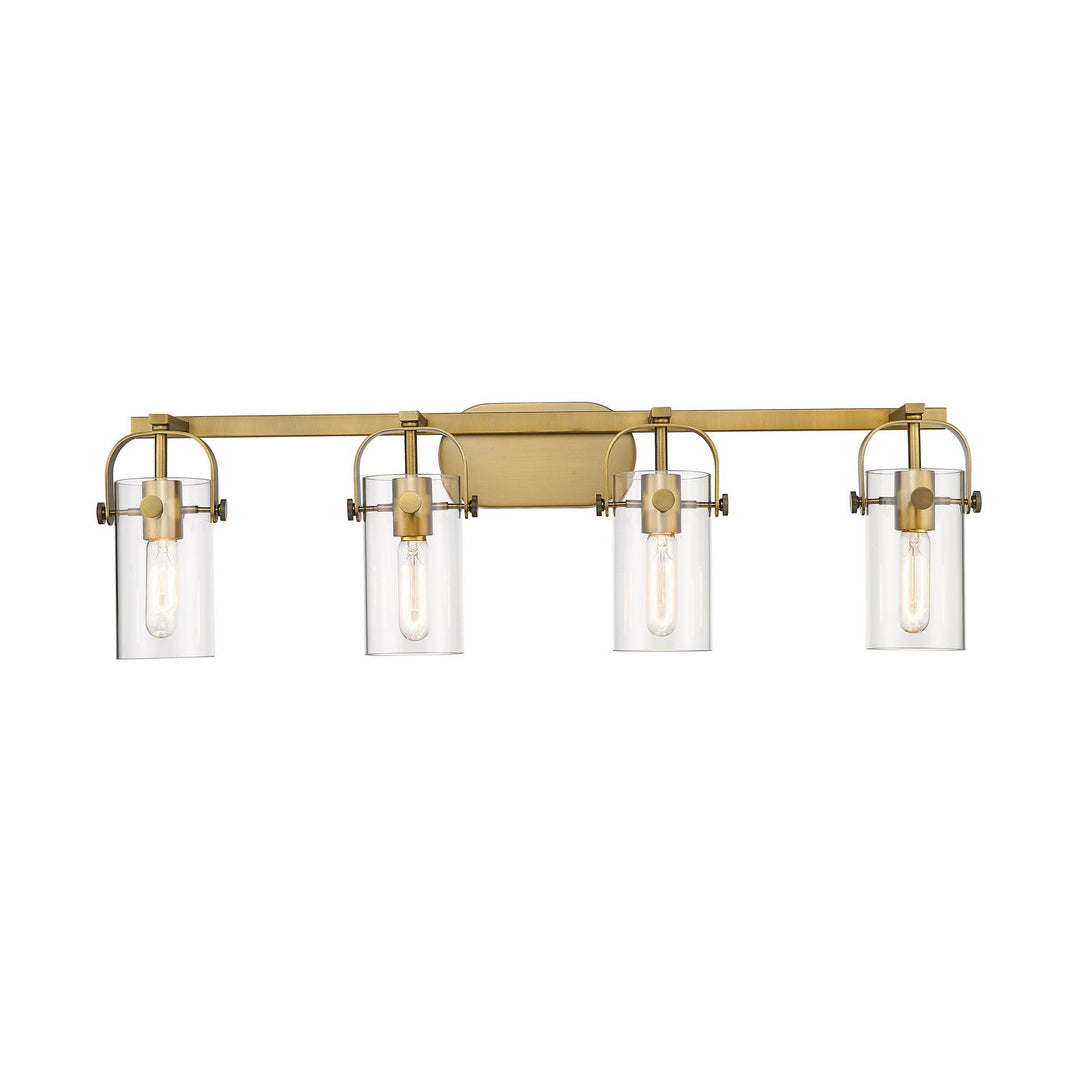 Innovations Pilaster 423-4W-BB-4CL-LED Bath Vanity Light 35 in. wide - Brushed Brass