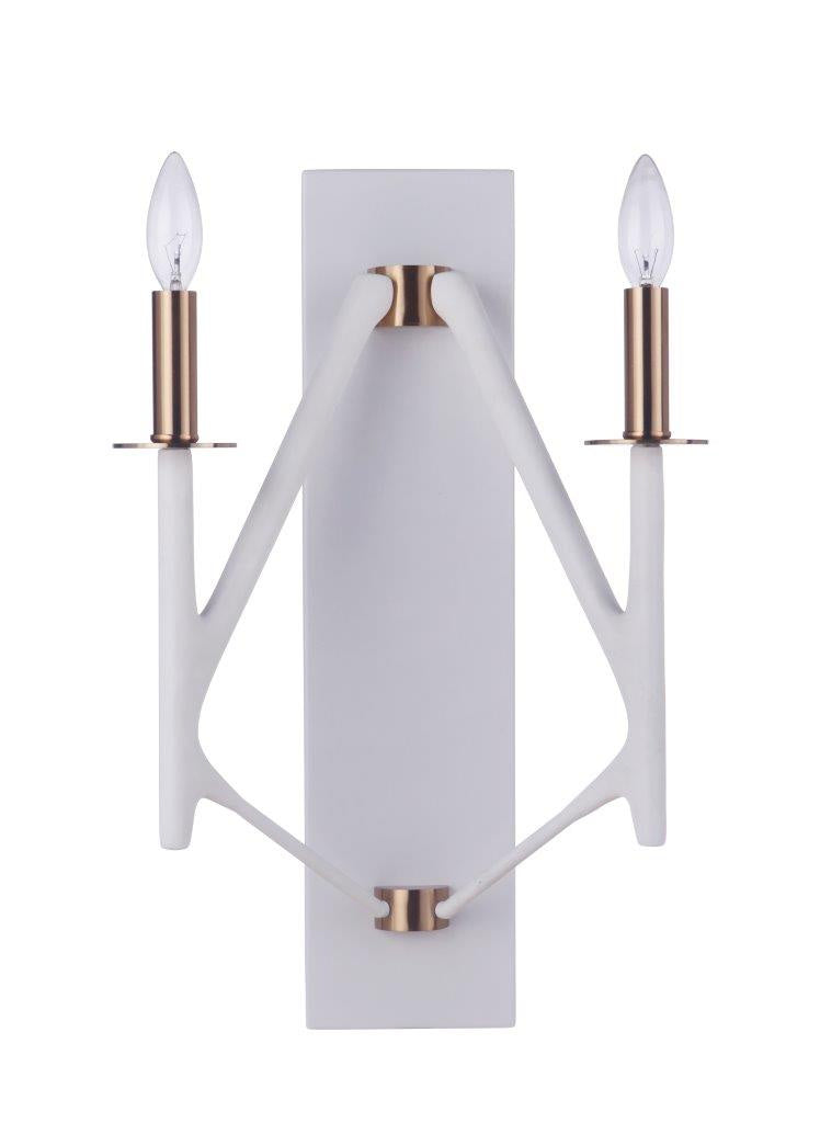 Craftmade The Reserve 55562-MWWSB Wall Sconce Light - Matte White/Satin Brass