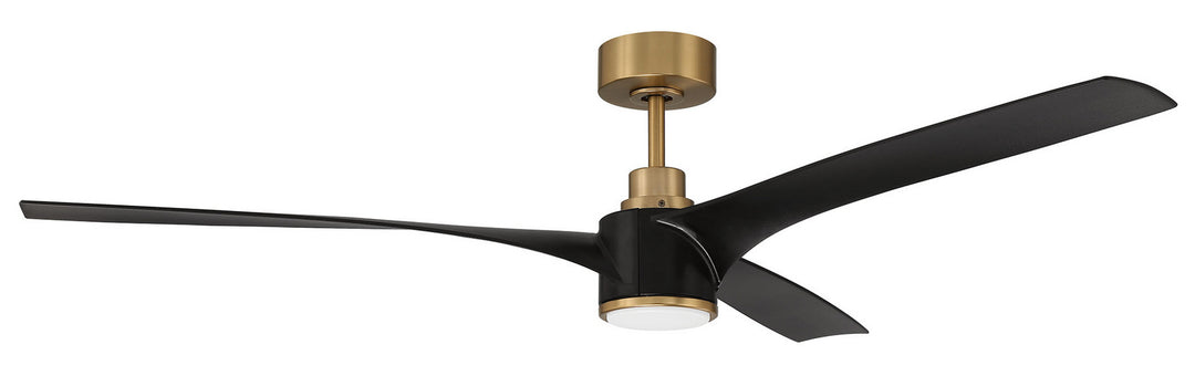 Craftmade Phoebe PHB60FBSB3 Ceiling Fan 60 - Flat Black/Satin Brass, Flat Black/Flat Black/