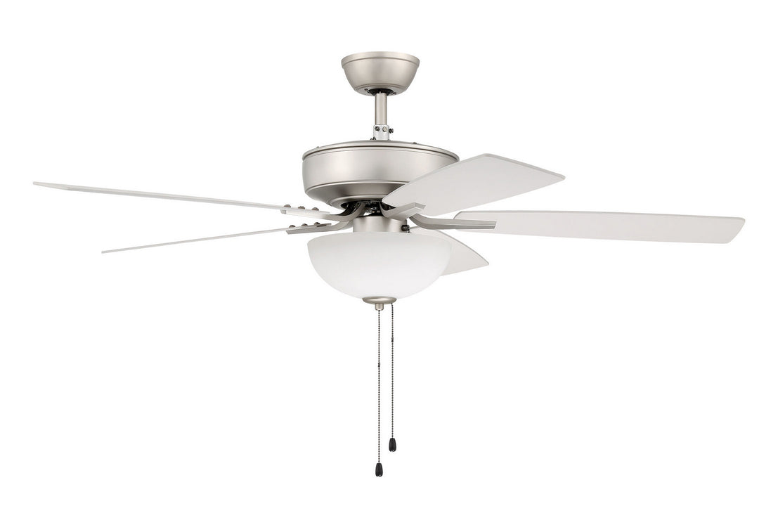 Craftmade Pro Plus 211 P211BN5-52W Ceiling Fan 52 - Brushed Satin Nickel, White/White/