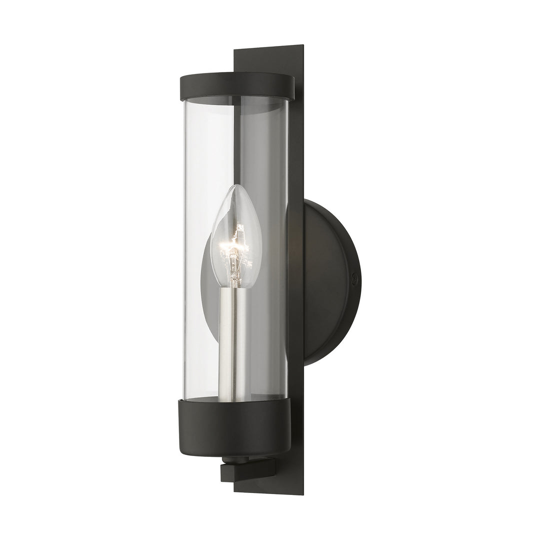 Livex Castleton 10141-04 Wall Sconce Light - Black w/Brushed Nickel Candle