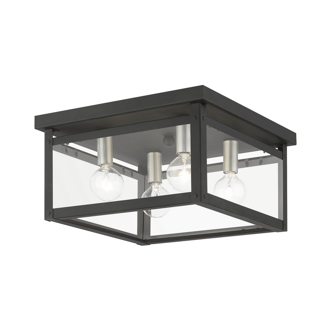 Livex Milford 4032-04 Ceiling Light - Black w/Brushed Nickel Finish Candles