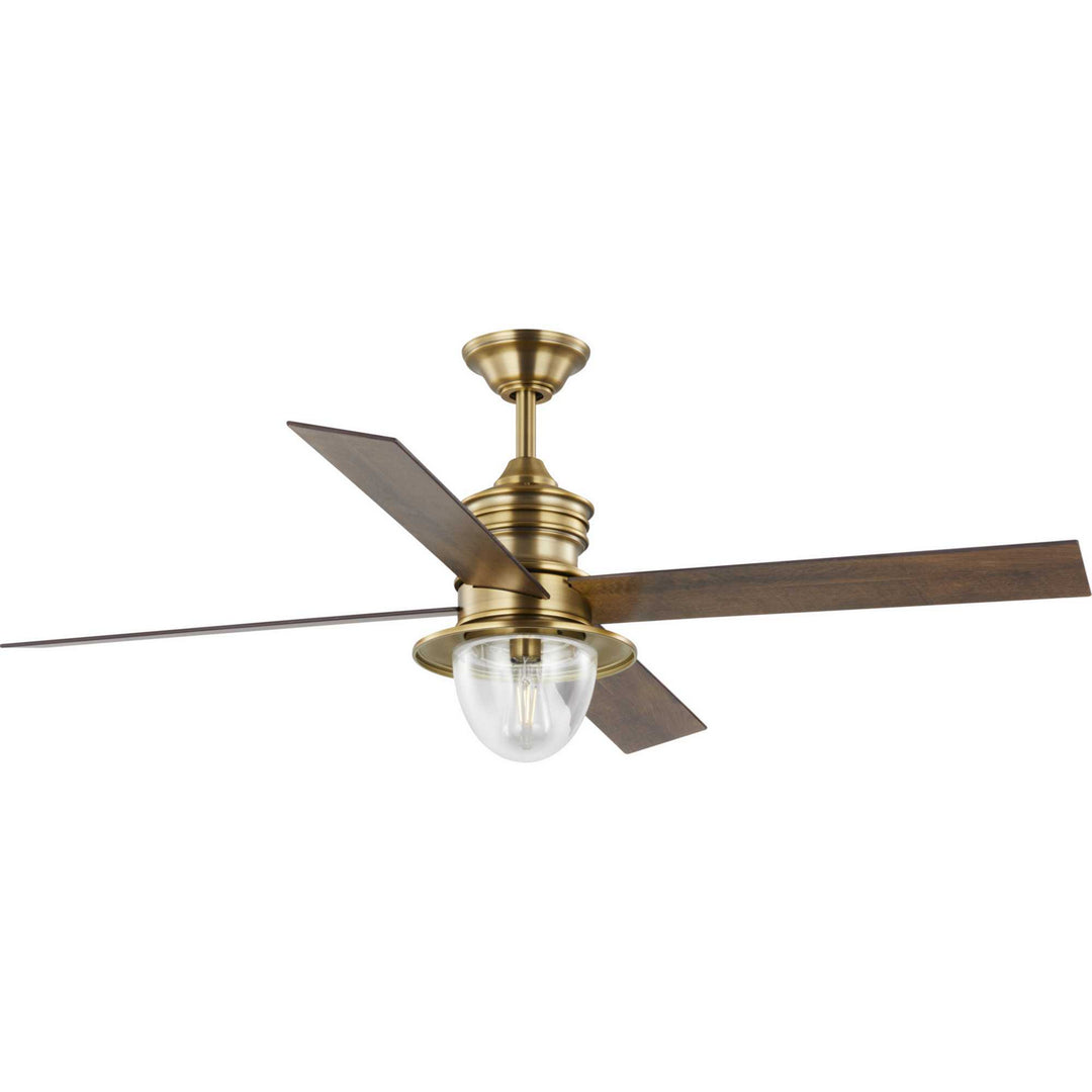 Progress Gillen P250075-163-WB Ceiling Fan - Vintage Brass, Chestnut/