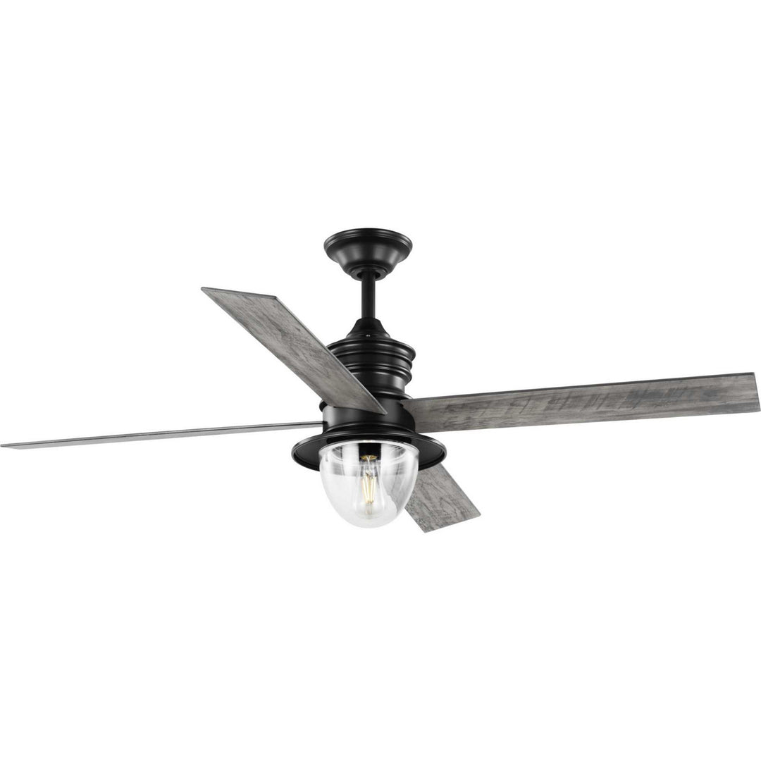 Progress Gillen P250075-31M-WB Ceiling Fan - Matte Black, Rustic Charcoal/