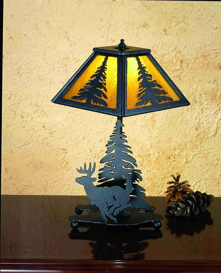 Meyda Tiffany Lighting 203158 Lone Deer One Light Accent Lamp Lamp Black