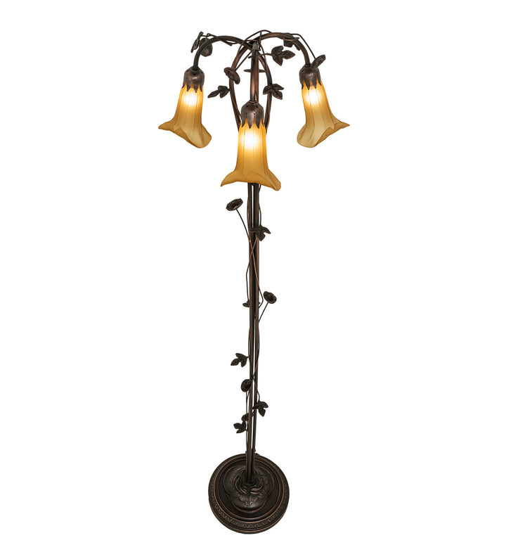 Meyda Tiffany Lighting 243615 Amber Three Light Floor Lamp Lamp Bronze / Dark