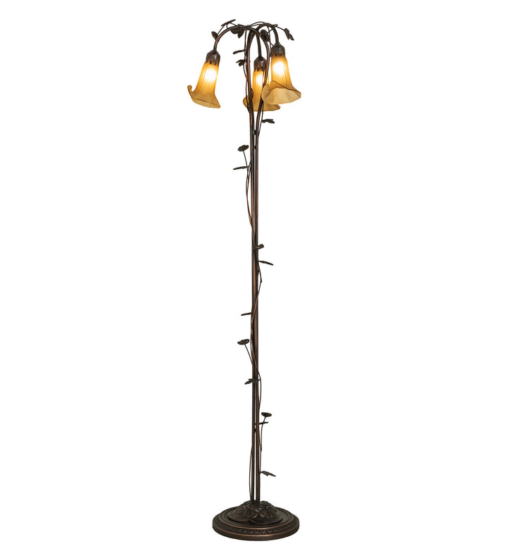 Meyda Tiffany Lighting 243615 Amber Three Light Floor Lamp Lamp Bronze / Dark