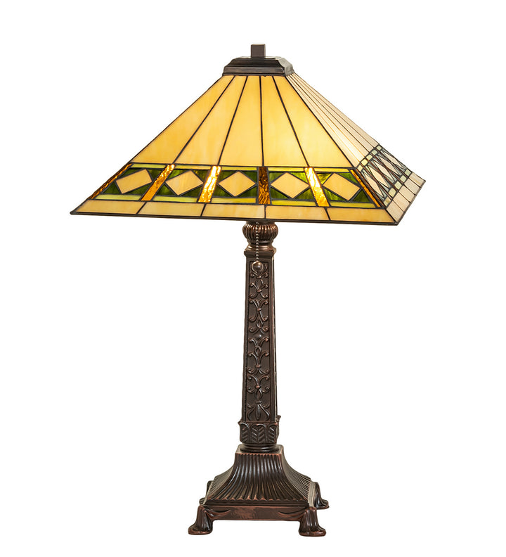 Meyda Tiffany Lighting 255015 Diamond Band Mission Two Light Table Lamp Lamp Bronze / Dark
