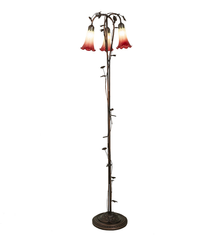 Meyda Tiffany Lighting 255130 Seafoam/Cranberry Three Light Floor Lamp Lamp Bronze / Dark