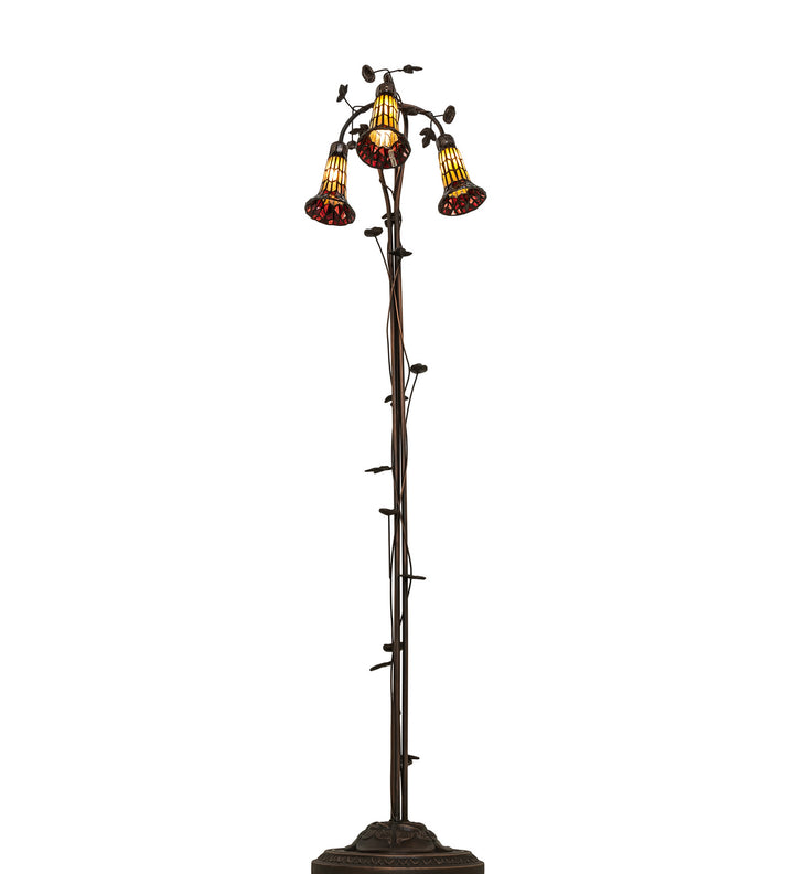 Meyda Tiffany Lighting 255133 Stained Glass Pond Lily Three Light Floor Lamp Lamp Bronze / Dark