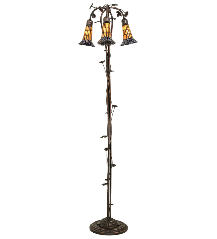 Meyda Tiffany Lighting 255135 Stained Glass Pond Lily Three Light Floor Lamp Lamp Bronze / Dark