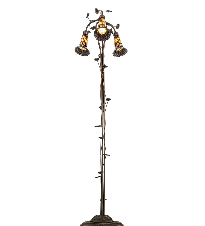 Meyda Tiffany Lighting 255135 Stained Glass Pond Lily Three Light Floor Lamp Lamp Bronze / Dark