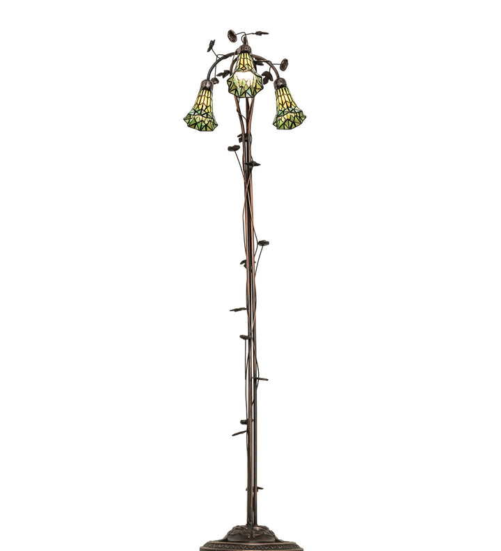 Meyda Tiffany Lighting 255136 Stained Glass Pond Lily Three Light Floor Lamp Lamp Bronze / Dark