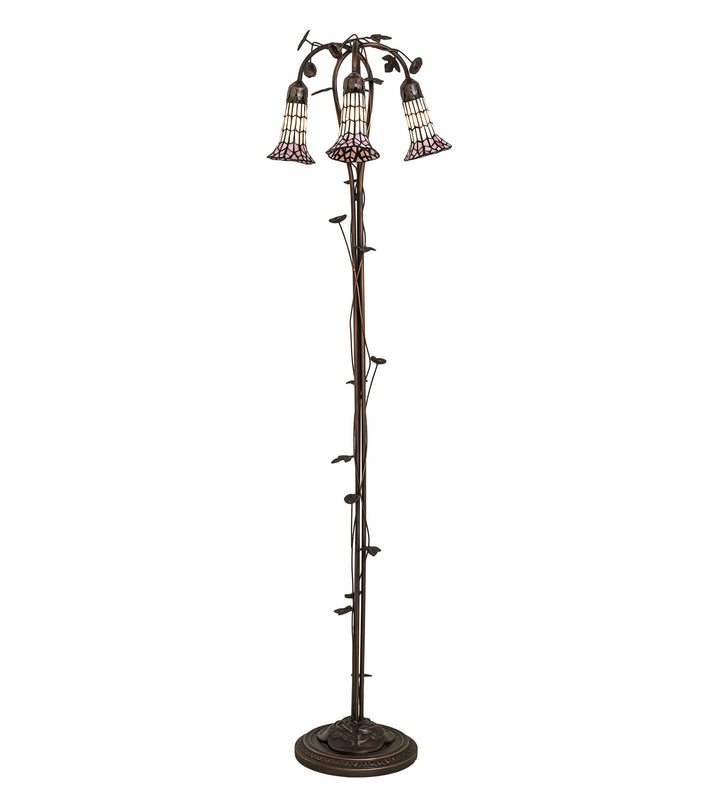 Meyda Tiffany Lighting 255139 Stained Glass Pond Lily Three Light Floor Lamp Lamp Bronze / Dark