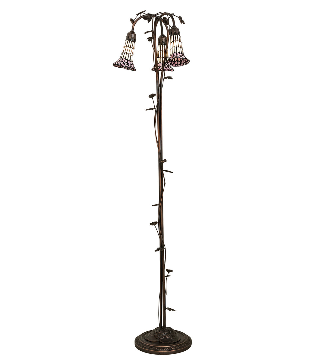 Meyda Tiffany Lighting 255139 Stained Glass Pond Lily Three Light Floor Lamp Lamp Bronze / Dark