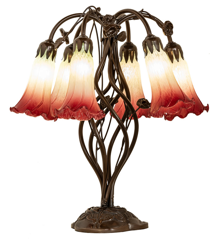 Meyda Tiffany Lighting 255799 Seafoam/Cranberry Six Light Table Lamp Lamp Bronze / Dark