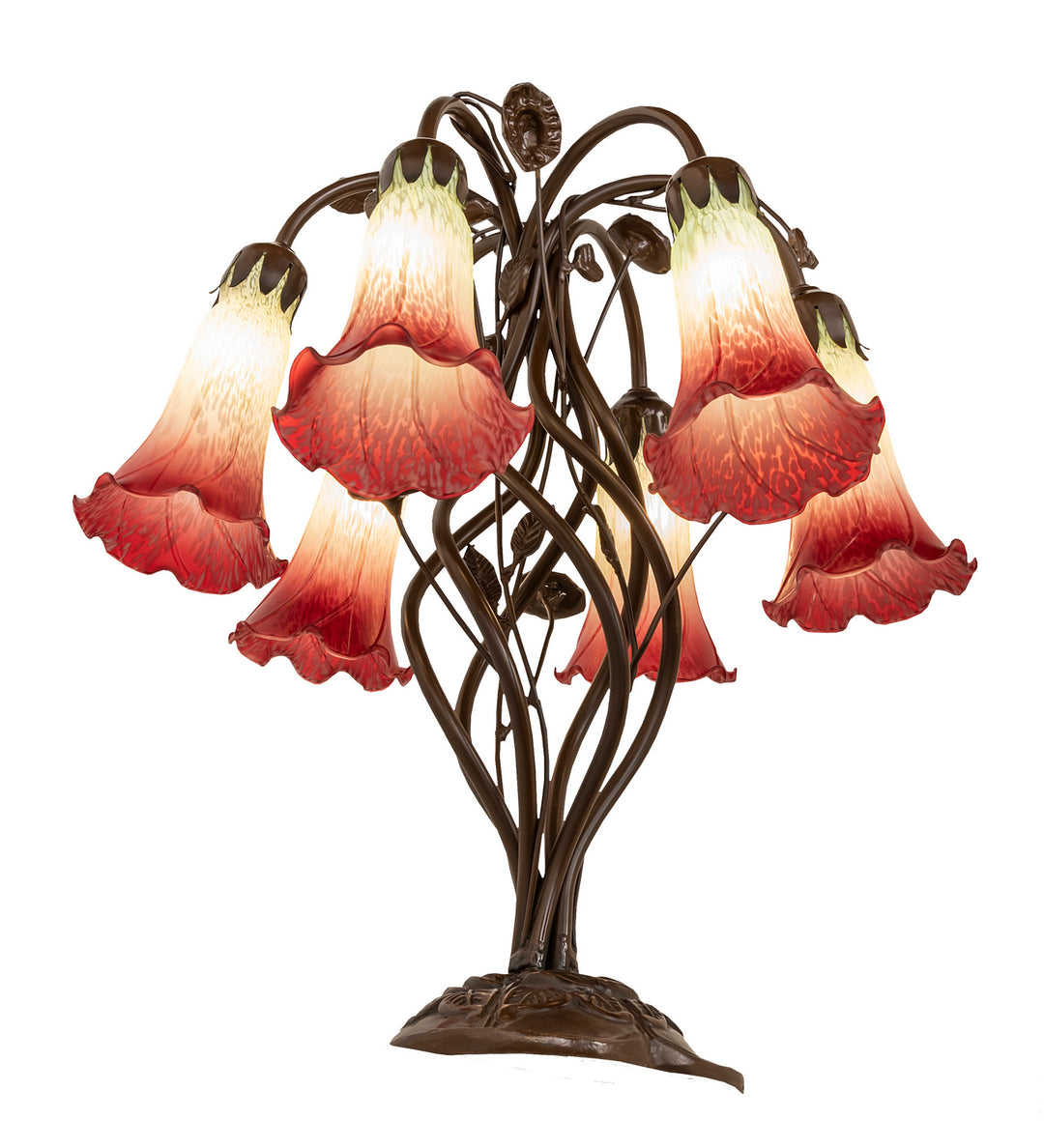 Meyda Tiffany Lighting 255799 Seafoam/Cranberry Six Light Table Lamp Lamp Bronze / Dark