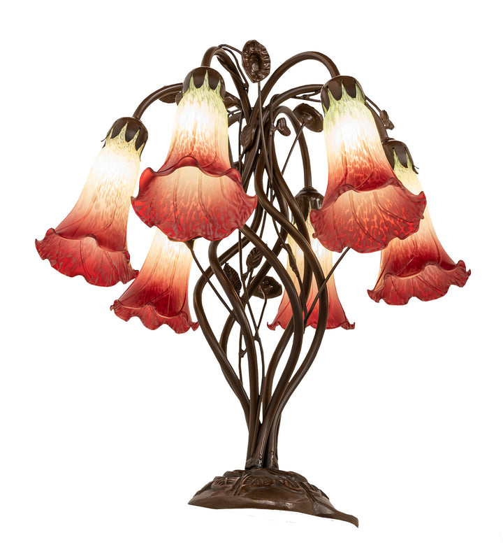 Meyda Tiffany Lighting 255799 Seafoam/Cranberry Six Light Table Lamp Lamp Bronze / Dark