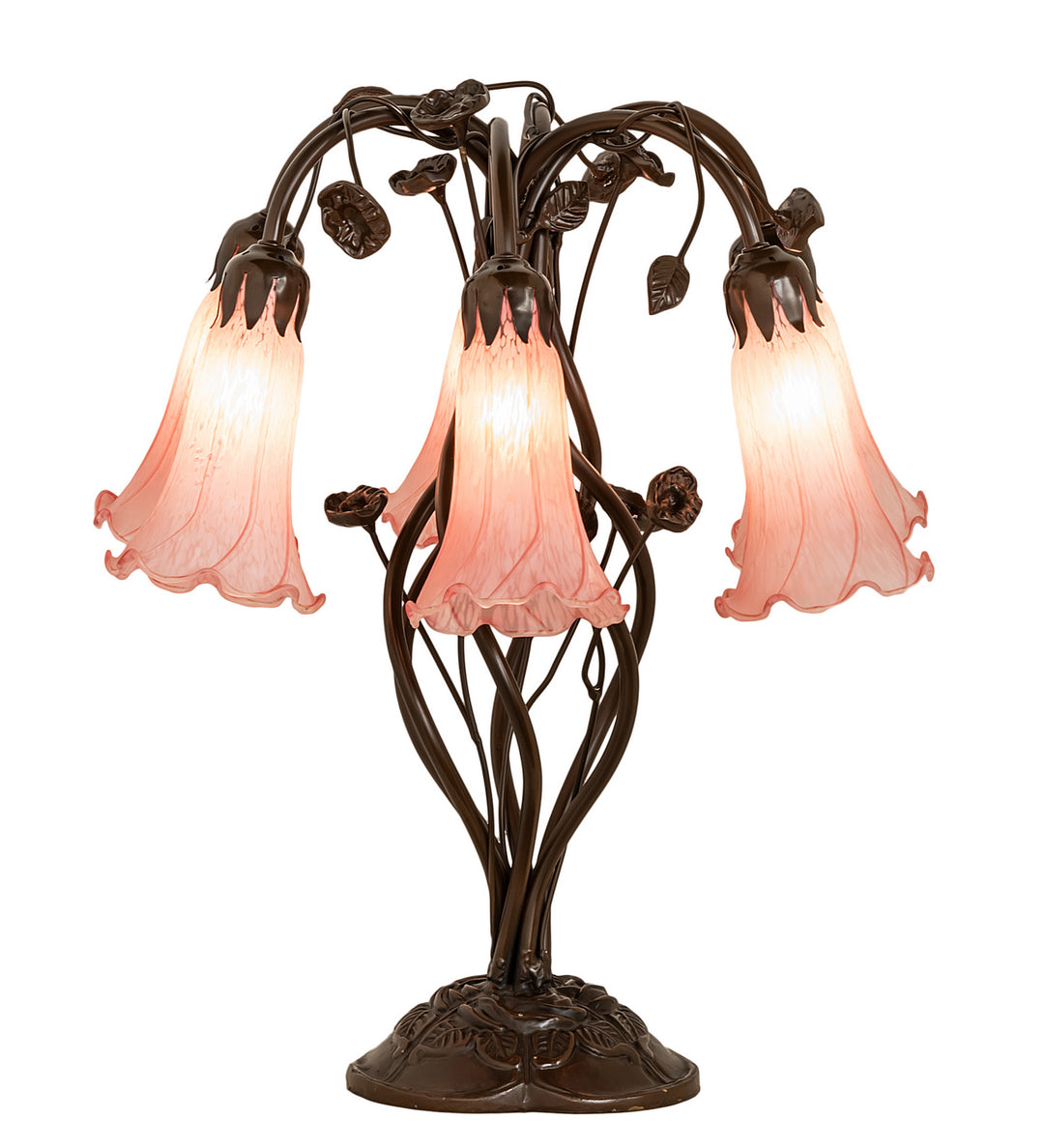 Meyda Tiffany Lighting 255804 Pink Six Light Table Lamp Lamp Bronze / Dark