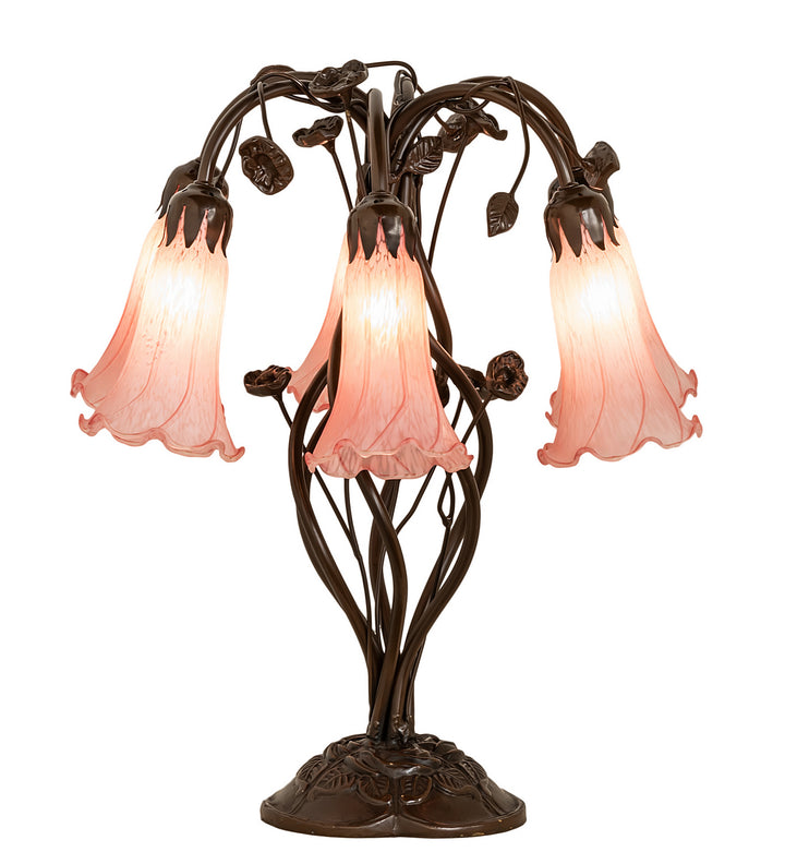 Meyda Tiffany Lighting 255804 Pink Six Light Table Lamp Lamp Bronze / Dark