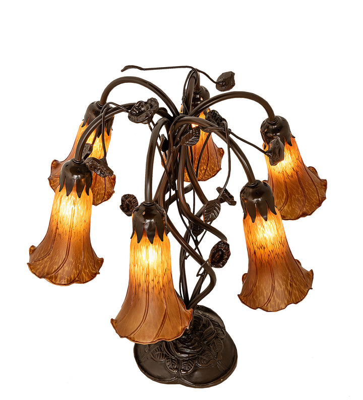 Meyda Tiffany Lighting 255805 Amber Six Light Table Lamp Lamp Bronze / Dark