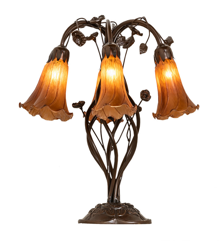 Meyda Tiffany Lighting 255805 Amber Six Light Table Lamp Lamp Bronze / Dark