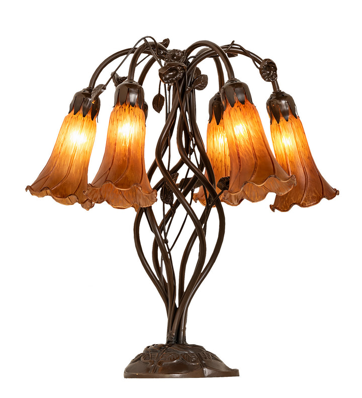 Meyda Tiffany Lighting 255805 Amber Six Light Table Lamp Lamp Bronze / Dark