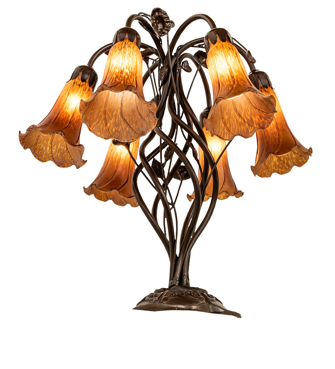 Meyda Tiffany Lighting 255805 Amber Six Light Table Lamp Lamp Bronze / Dark