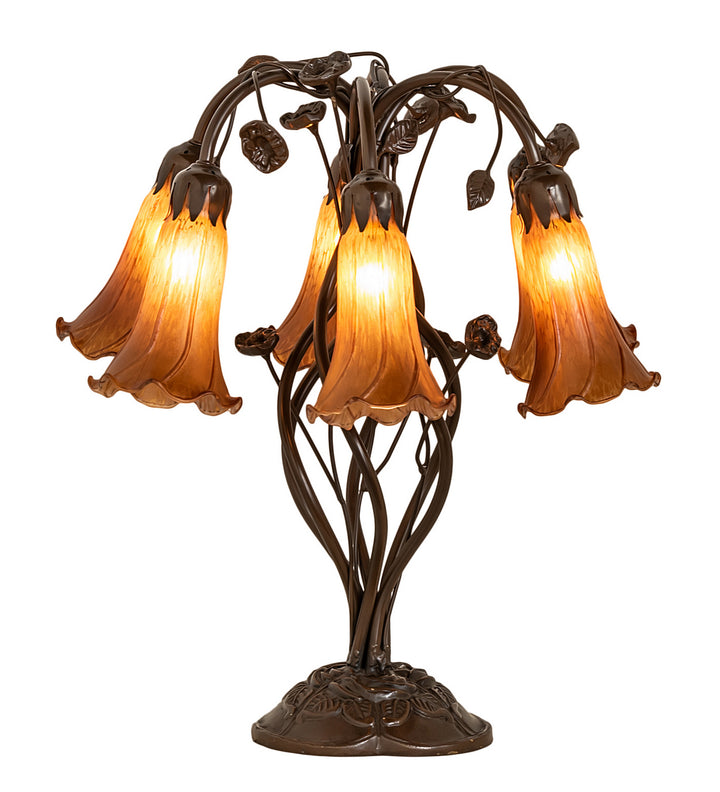 Meyda Tiffany Lighting 255805 Amber Six Light Table Lamp Lamp Bronze / Dark