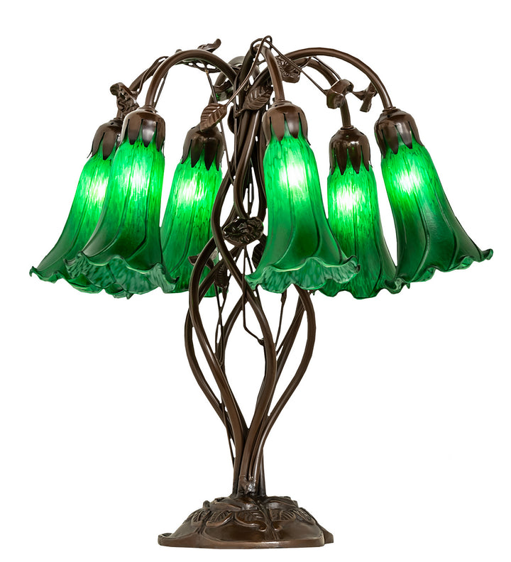 Meyda Tiffany Lighting 255806 Green Six Light Table Lamp Lamp Bronze / Dark