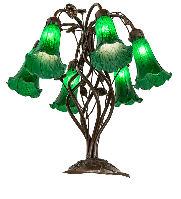 Meyda Tiffany Lighting 255806 Green Six Light Table Lamp Lamp Bronze / Dark