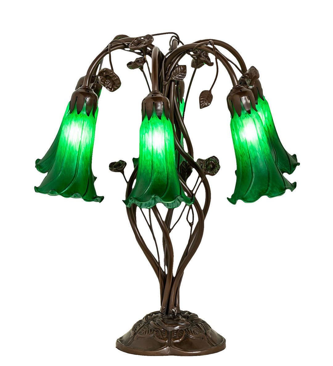 Meyda Tiffany Lighting 255806 Green Six Light Table Lamp Lamp Bronze / Dark
