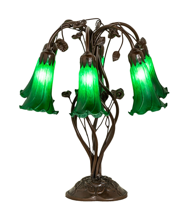 Meyda Tiffany Lighting 255806 Green Six Light Table Lamp Lamp Bronze / Dark