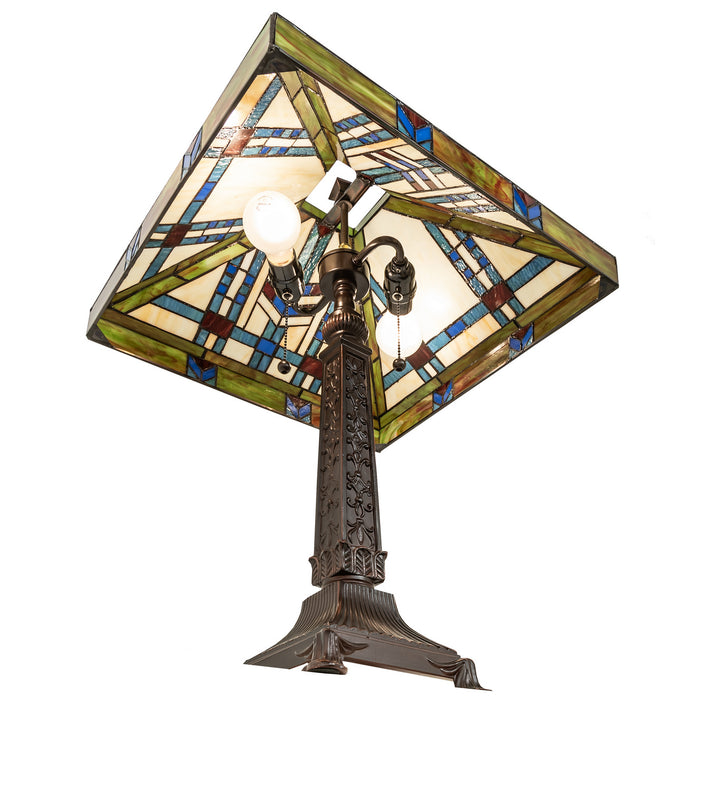 Meyda Tiffany Lighting 255909 Prairie Wheat Two Light Table Lamp Lamp Bronze / Dark