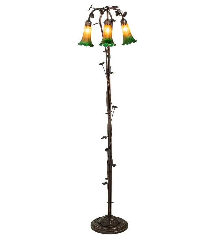 Meyda Tiffany Lighting 36973 Amber/Green Three Light Floor Lamp Lamp Bronze / Dark