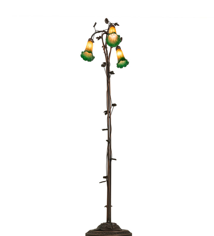 Meyda Tiffany Lighting 36973 Amber/Green Three Light Floor Lamp Lamp Bronze / Dark