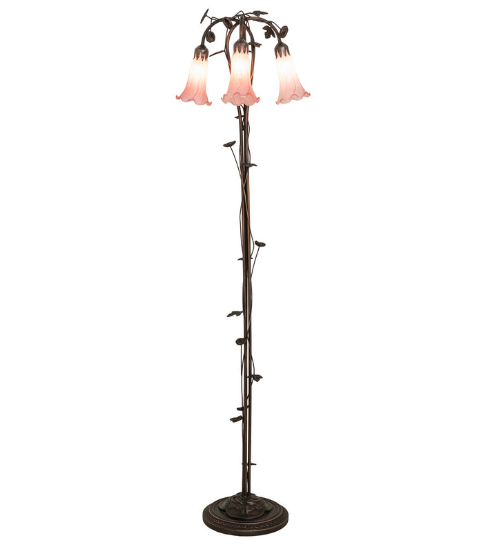 Meyda Tiffany Lighting 38444 Pink Three Light Floor Lamp Lamp Bronze / Dark