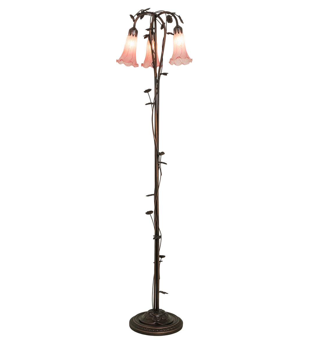 Meyda Tiffany Lighting 38444 Pink Three Light Floor Lamp Lamp Bronze / Dark