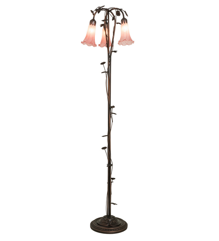 Meyda Tiffany Lighting 38444 Pink Three Light Floor Lamp Lamp Bronze / Dark