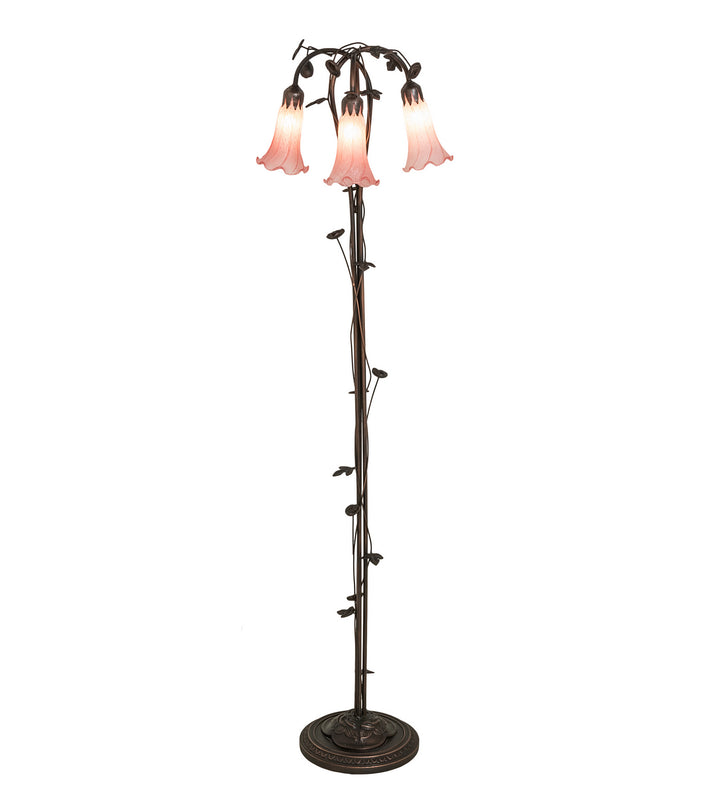 Meyda Tiffany Lighting 38444 Pink Three Light Floor Lamp Lamp Bronze / Dark