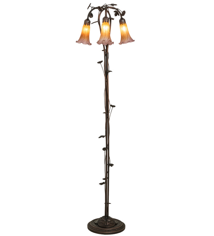 Meyda Tiffany Lighting 38635 Amber/Purple Three Light Floor Lamp Lamp Bronze / Dark