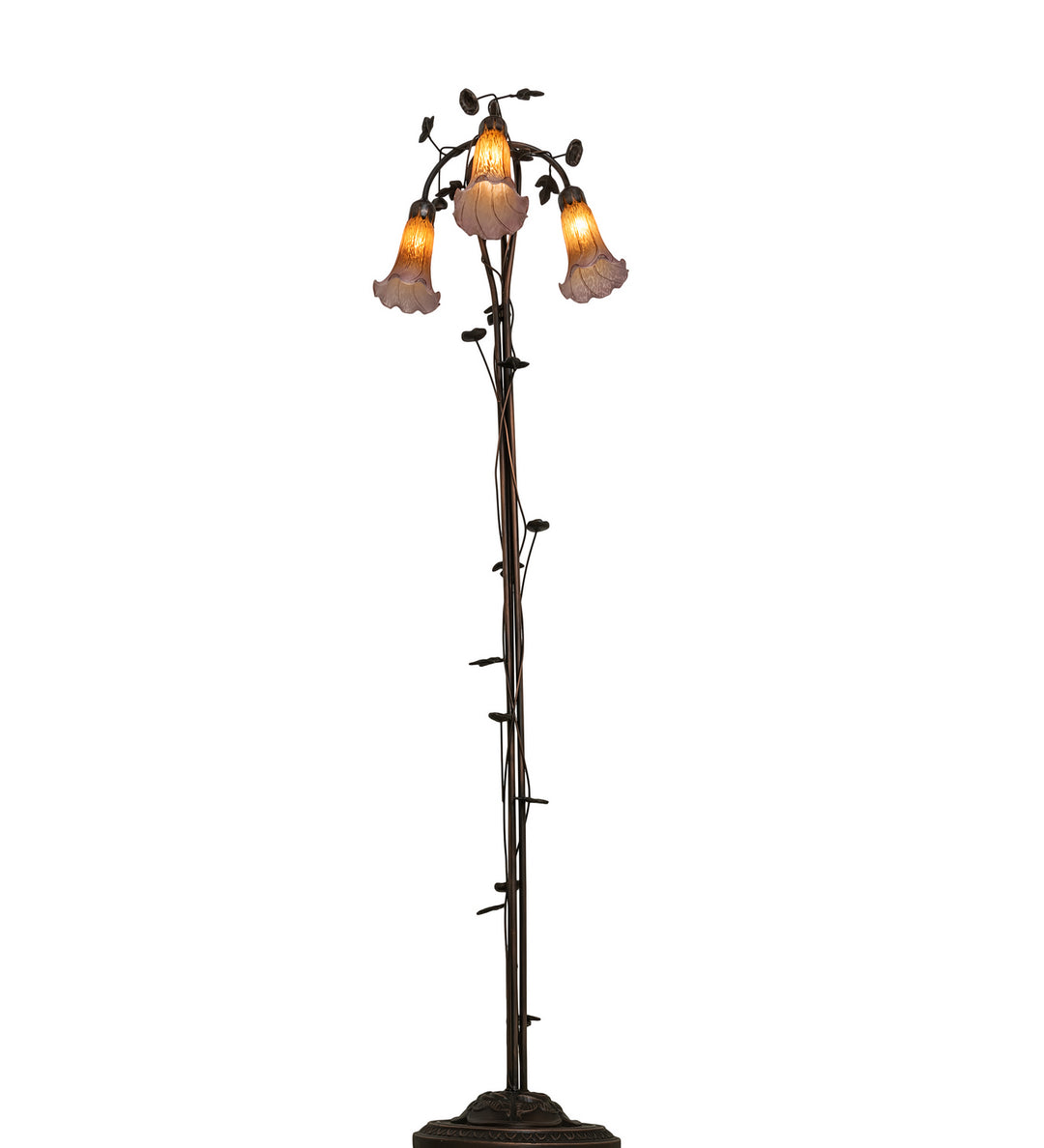 Meyda Tiffany Lighting 38635 Amber/Purple Three Light Floor Lamp Lamp Bronze / Dark