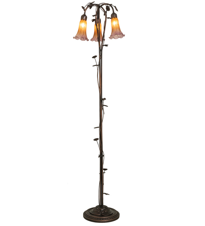 Meyda Tiffany Lighting 38635 Amber/Purple Three Light Floor Lamp Lamp Bronze / Dark