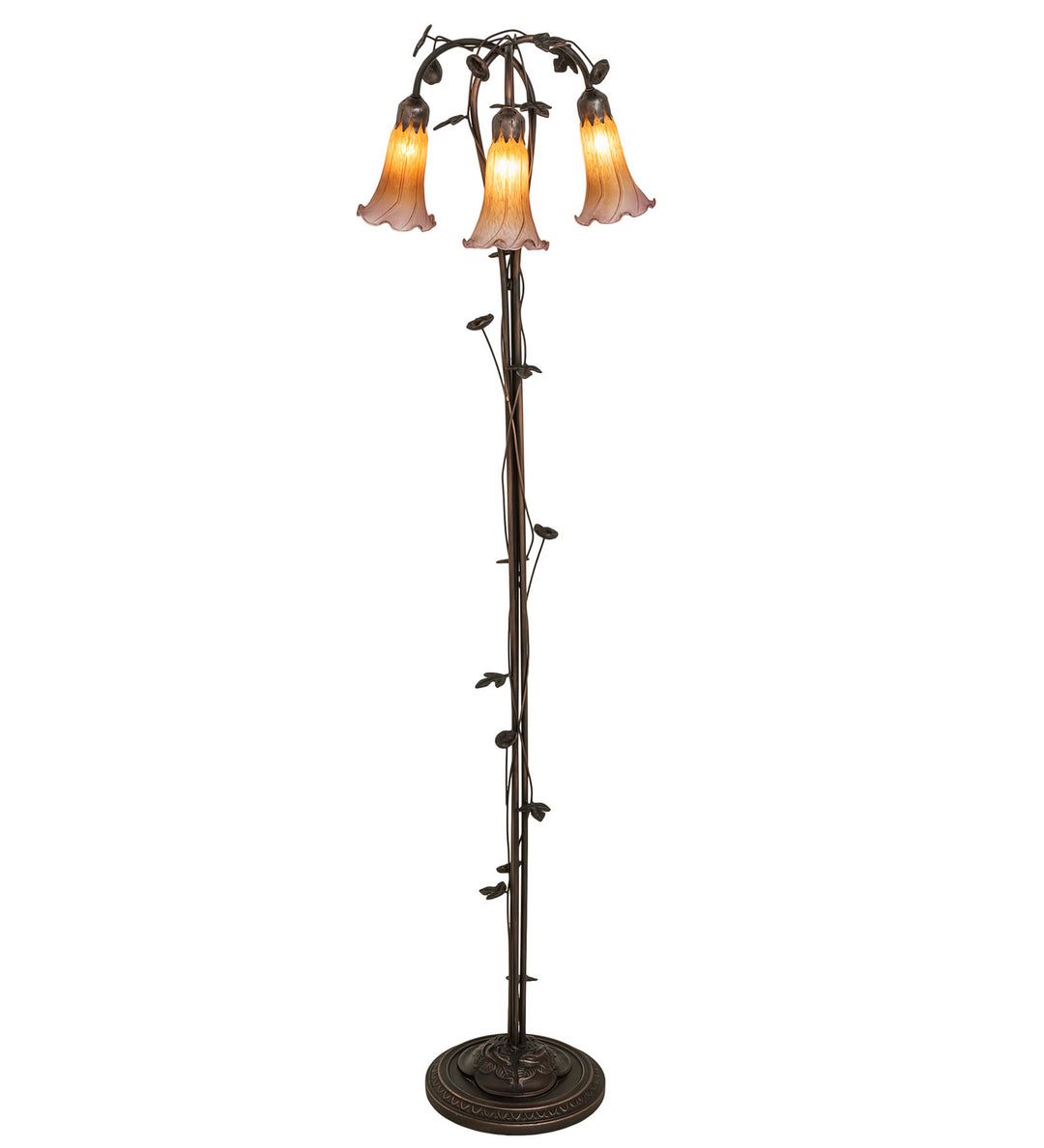 Meyda Tiffany Lighting 38635 Amber/Purple Three Light Floor Lamp Lamp Bronze / Dark