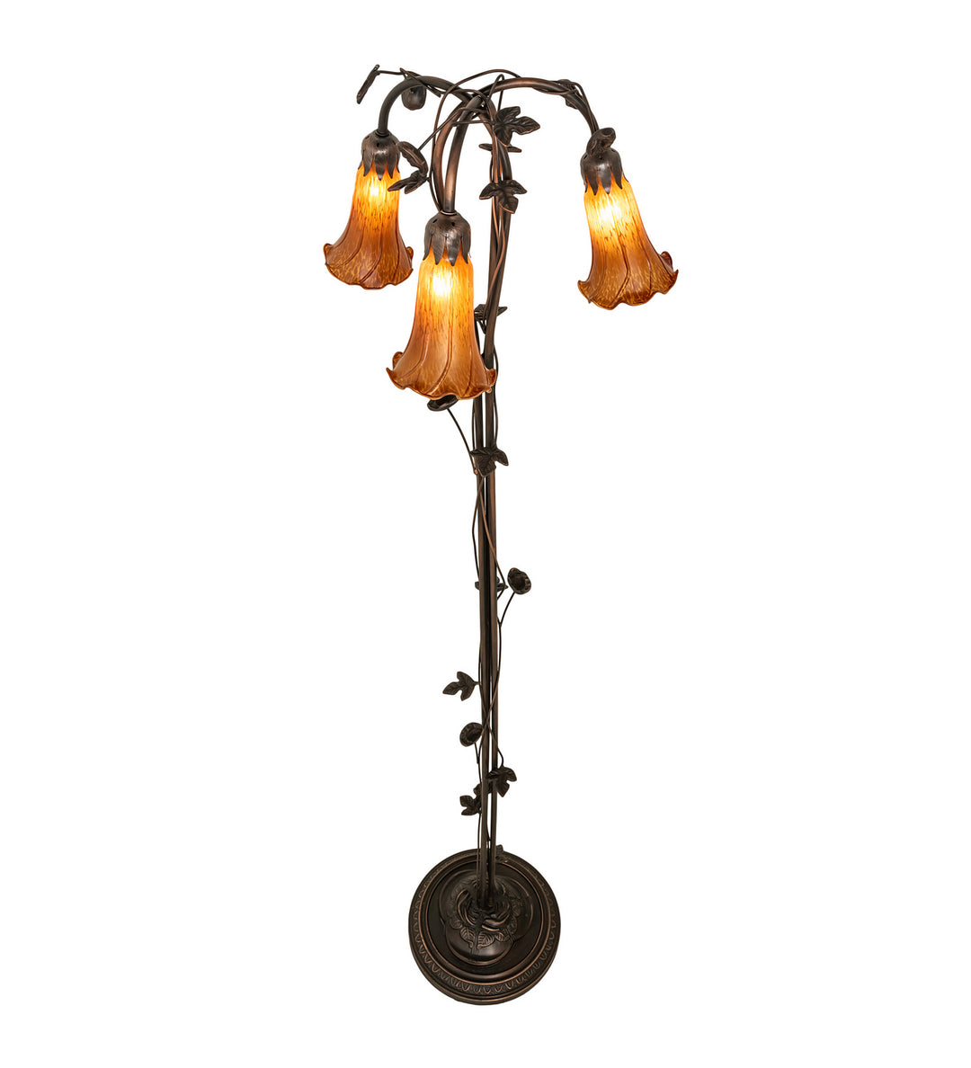 Meyda Tiffany Lighting 71881 Amber Three Light Floor Lamp Lamp Bronze / Dark