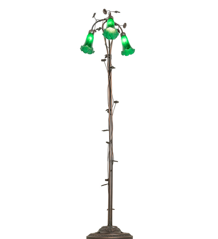 Meyda Tiffany Lighting 71883 Green Three Light Floor Lamp Lamp Bronze / Dark