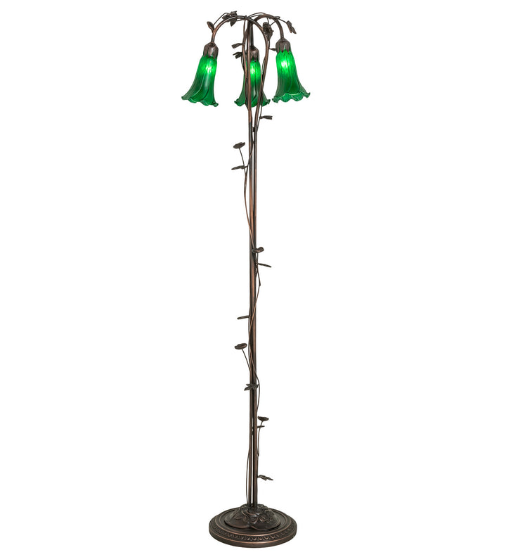 Meyda Tiffany Lighting 71883 Green Three Light Floor Lamp Lamp Bronze / Dark